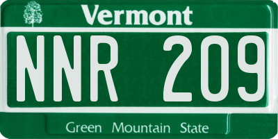 VT license plate NNR209