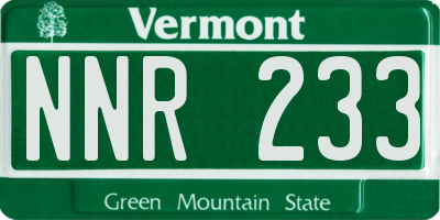 VT license plate NNR233