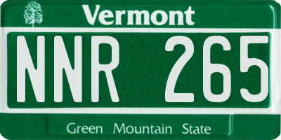 VT license plate NNR265
