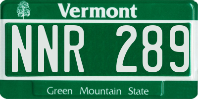 VT license plate NNR289