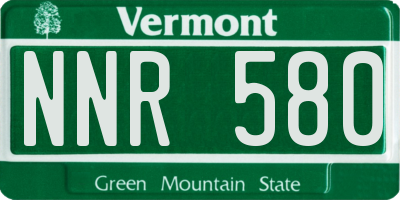 VT license plate NNR580