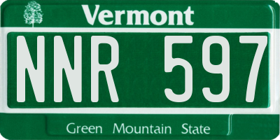 VT license plate NNR597