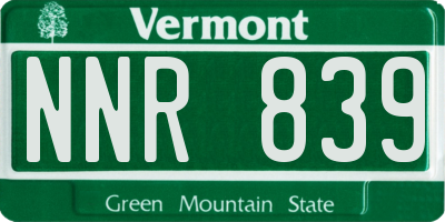 VT license plate NNR839