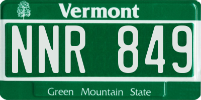 VT license plate NNR849