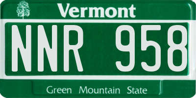 VT license plate NNR958