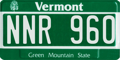 VT license plate NNR960