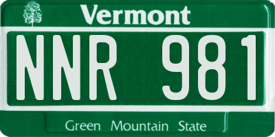 VT license plate NNR981