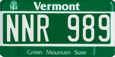 VT license plate NNR989