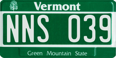 VT license plate NNS039