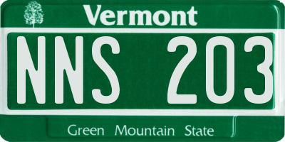 VT license plate NNS203