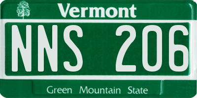 VT license plate NNS206