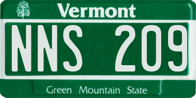 VT license plate NNS209