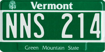 VT license plate NNS214