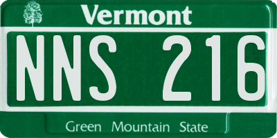 VT license plate NNS216