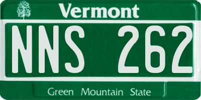 VT license plate NNS262