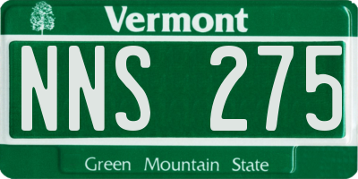 VT license plate NNS275