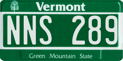 VT license plate NNS289