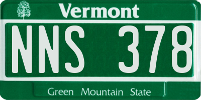 VT license plate NNS378