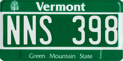 VT license plate NNS398