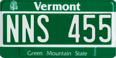VT license plate NNS455
