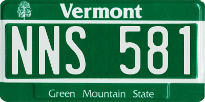 VT license plate NNS581