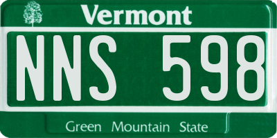 VT license plate NNS598