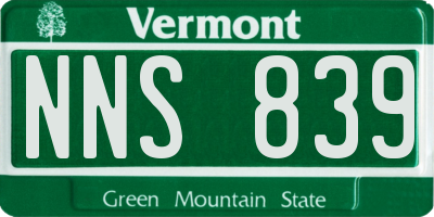 VT license plate NNS839