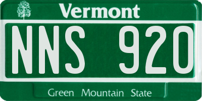 VT license plate NNS920