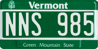 VT license plate NNS985