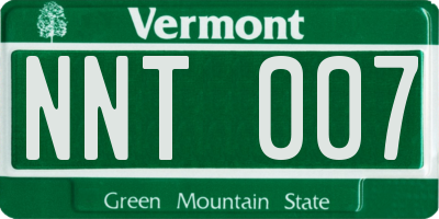 VT license plate NNT007