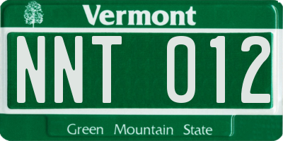 VT license plate NNT012
