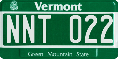 VT license plate NNT022