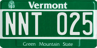 VT license plate NNT025
