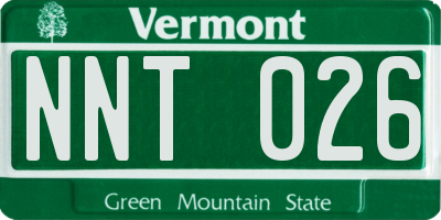 VT license plate NNT026