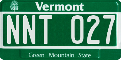 VT license plate NNT027