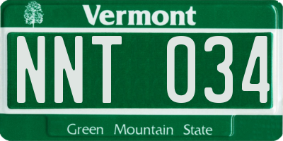 VT license plate NNT034