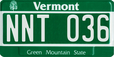 VT license plate NNT036