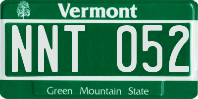 VT license plate NNT052