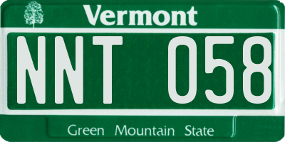 VT license plate NNT058