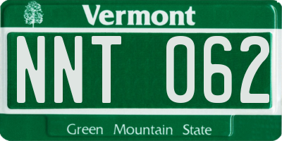 VT license plate NNT062