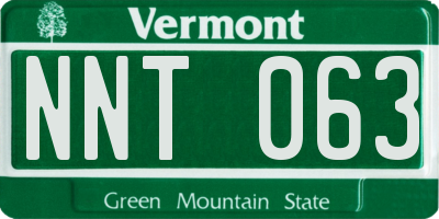 VT license plate NNT063