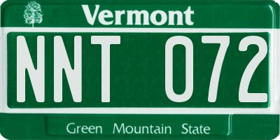 VT license plate NNT072