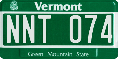 VT license plate NNT074