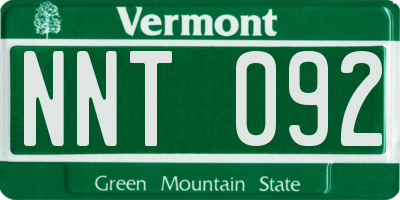 VT license plate NNT092
