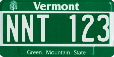 VT license plate NNT123