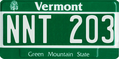 VT license plate NNT203