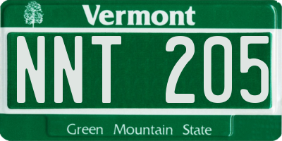 VT license plate NNT205