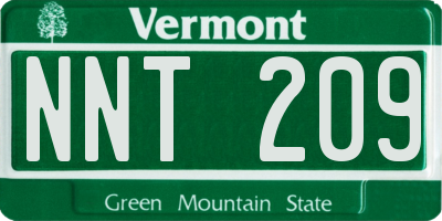 VT license plate NNT209