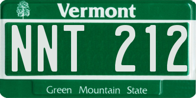 VT license plate NNT212