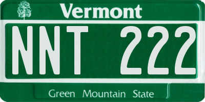 VT license plate NNT222